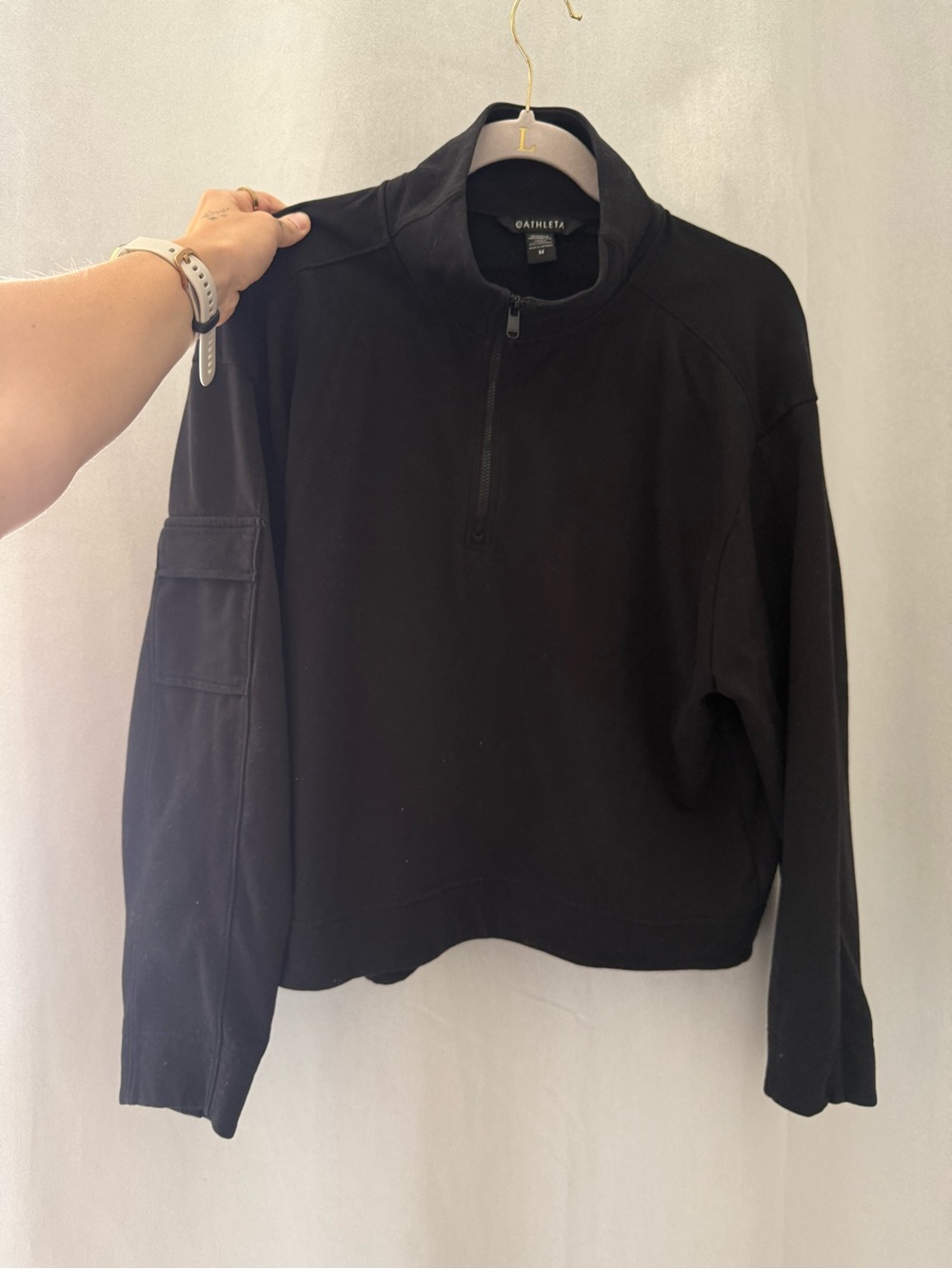 Athleta Black Half-Zip Pullover Sweatshirt